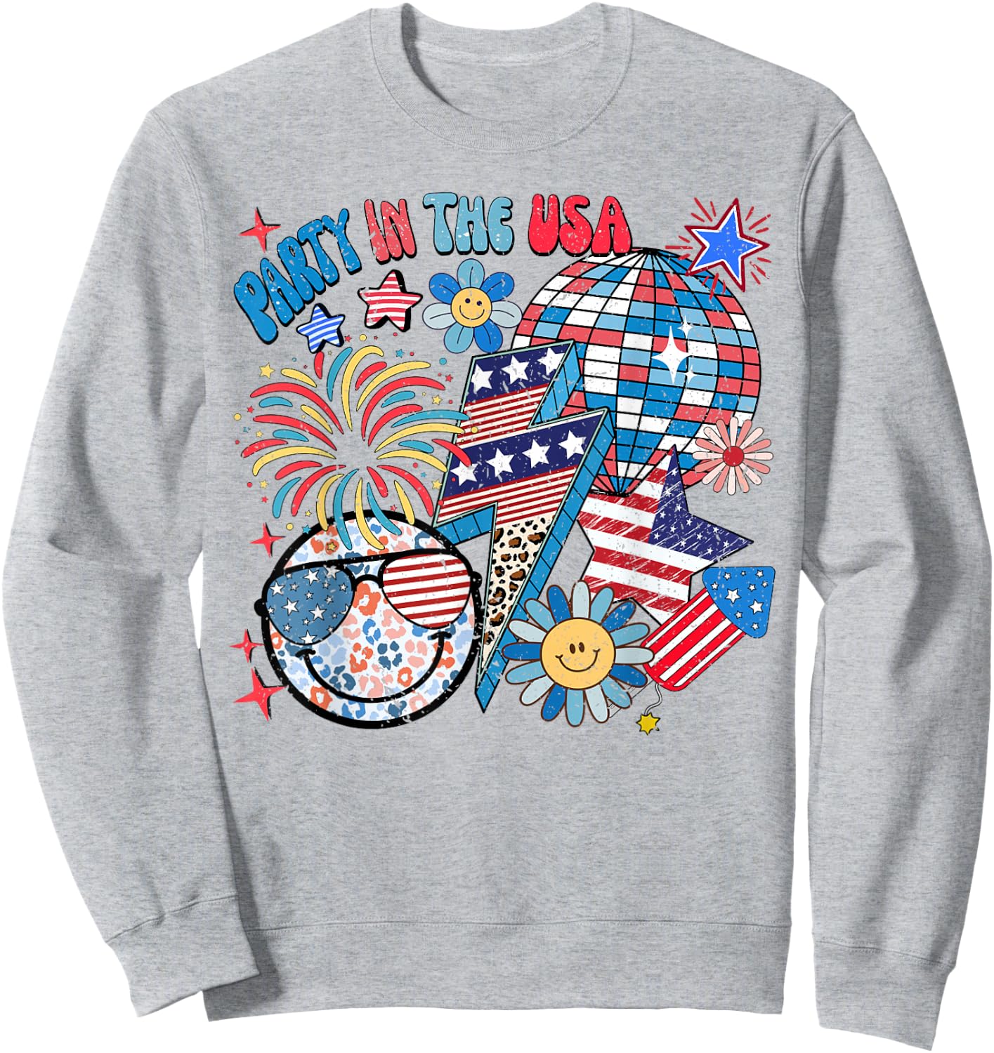American Flag Party in USA 4th July Patriotic Kids Teen Girl Sweatshirt - Sweatshirt | Ash