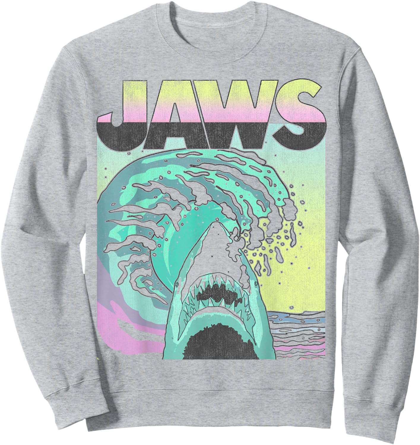 Jaws Retro Wave Poster Sweatshirt - Sweatshirt | Ash