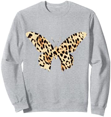 Cheetah Leopard Animal Print Butterfly Sweatshirt - Sweatshirt | Ash