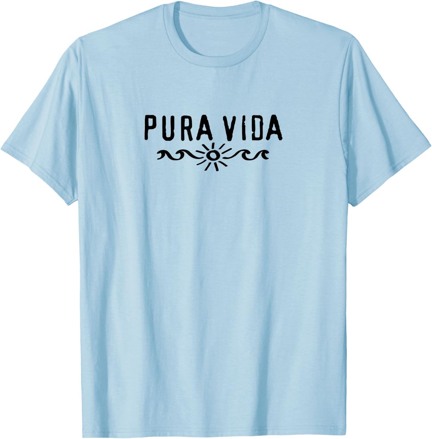 Pure Life, Costa Rica, wave, sun, happiness, motivation, fun T-Shirt - T-Shirt | Light Blue