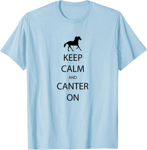 Keep Calm And Canter On Horse Riding T-Shirt - T-Shirt | Light Blue