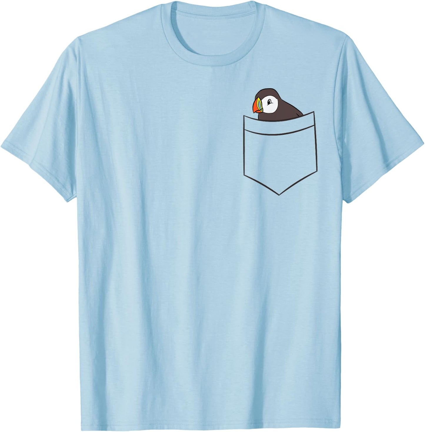 Puffin In The Pocket Seabird Iceland Pocket Puffin T-Shirt - T-Shirt | Light Blue