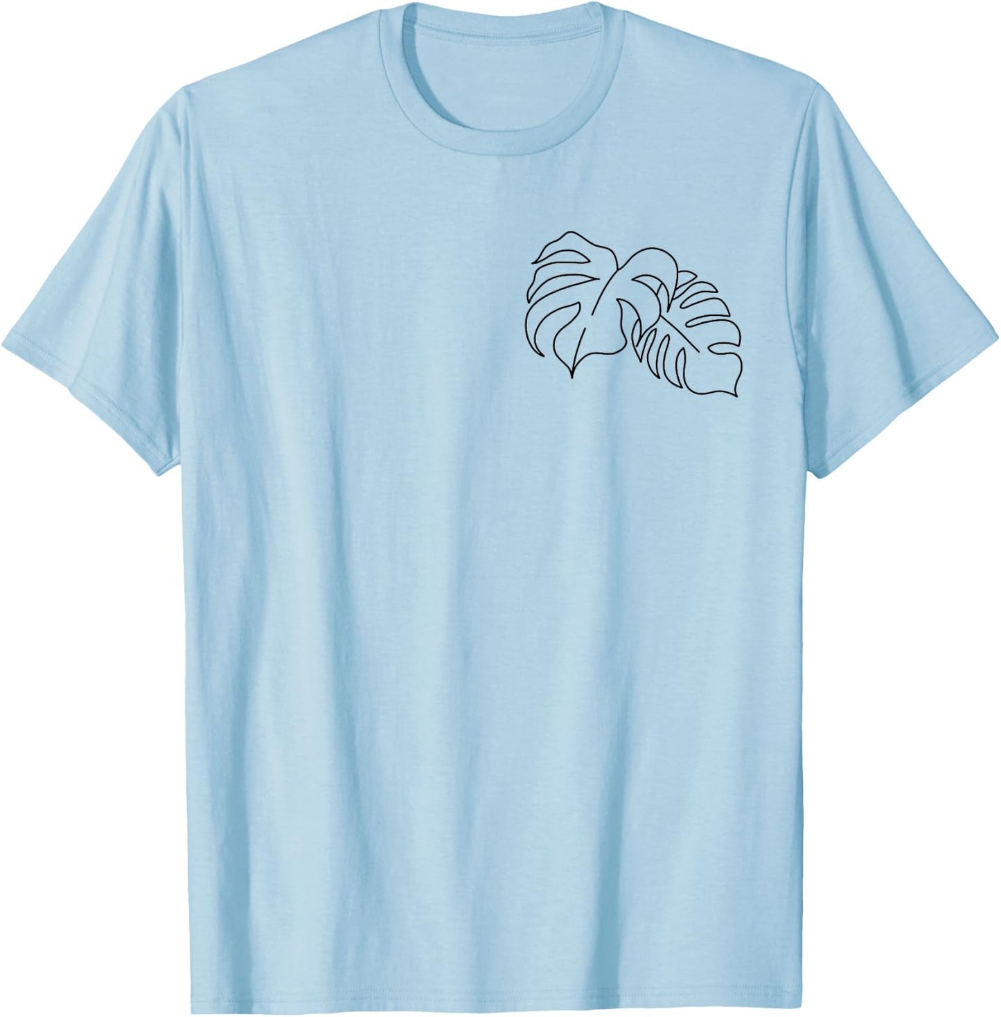 Plant Dad Plant Mom, Minimalist Monstera Deliciosa Line Art T-Shirt - T-Shirt | Light Blue