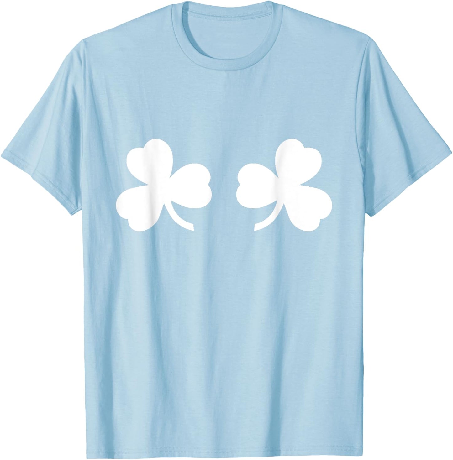 Shamrock Boobies - Adult Green Irish Breasts Lucky Clovers T-Shirt - T-Shirt | Light Blue