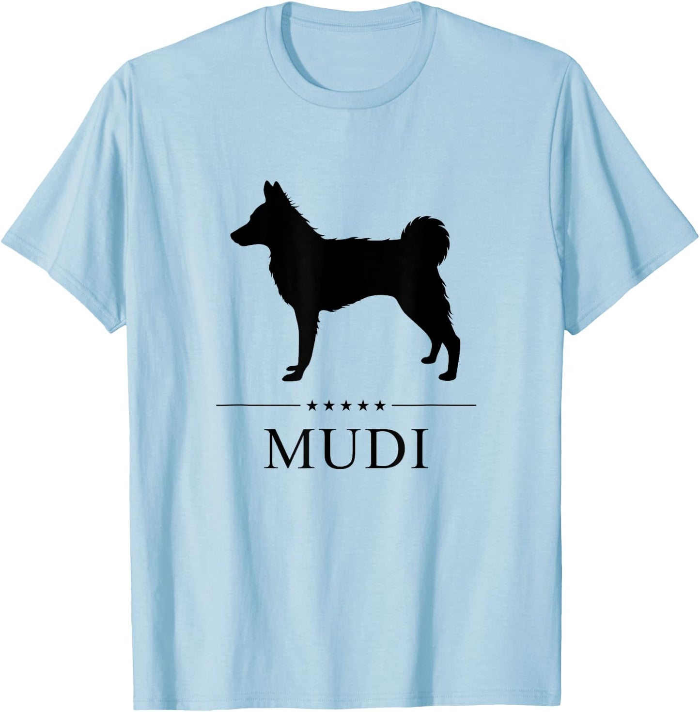 Mudi Dog Black Silhouette T-Shirt - T-Shirt | Light Blue