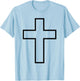 Black Cross Symbol Silhouette Outfit Sacred God Design Cross T-Shirt - T-Shirt | Light Blue