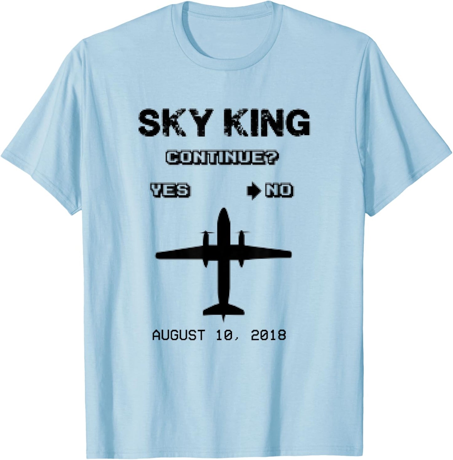 Sky King Tribute Q400 Game Over Continue Screen T-Shirt - T-Shirt | Light Blue