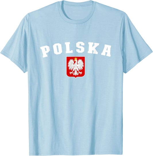 Polska, Polish White Eagle, Polish Emblem, Retro Polish Red T-Shirt - T-Shirt | Light Blue