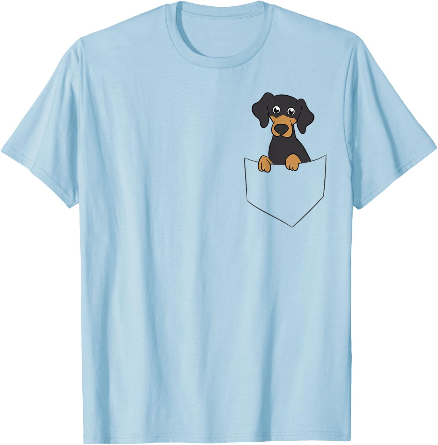 Cute Dachshund In Pocket Dog In Pocket Funny Dachshund T-Shirt - T-Shirt | Light Blue