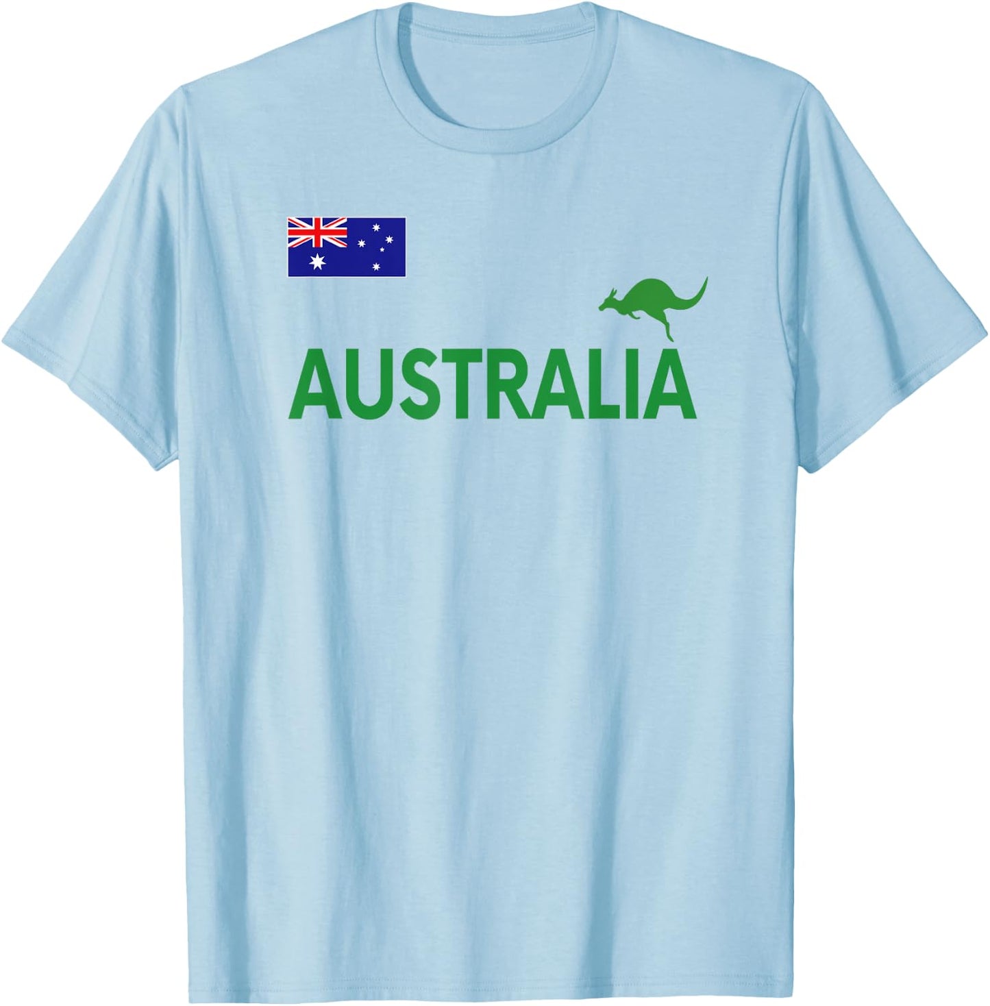 Australian Flag Kangaroo Soccer Rugby Football Swim Cheer Gift T-Shirt - T-Shirt | Light Blue
