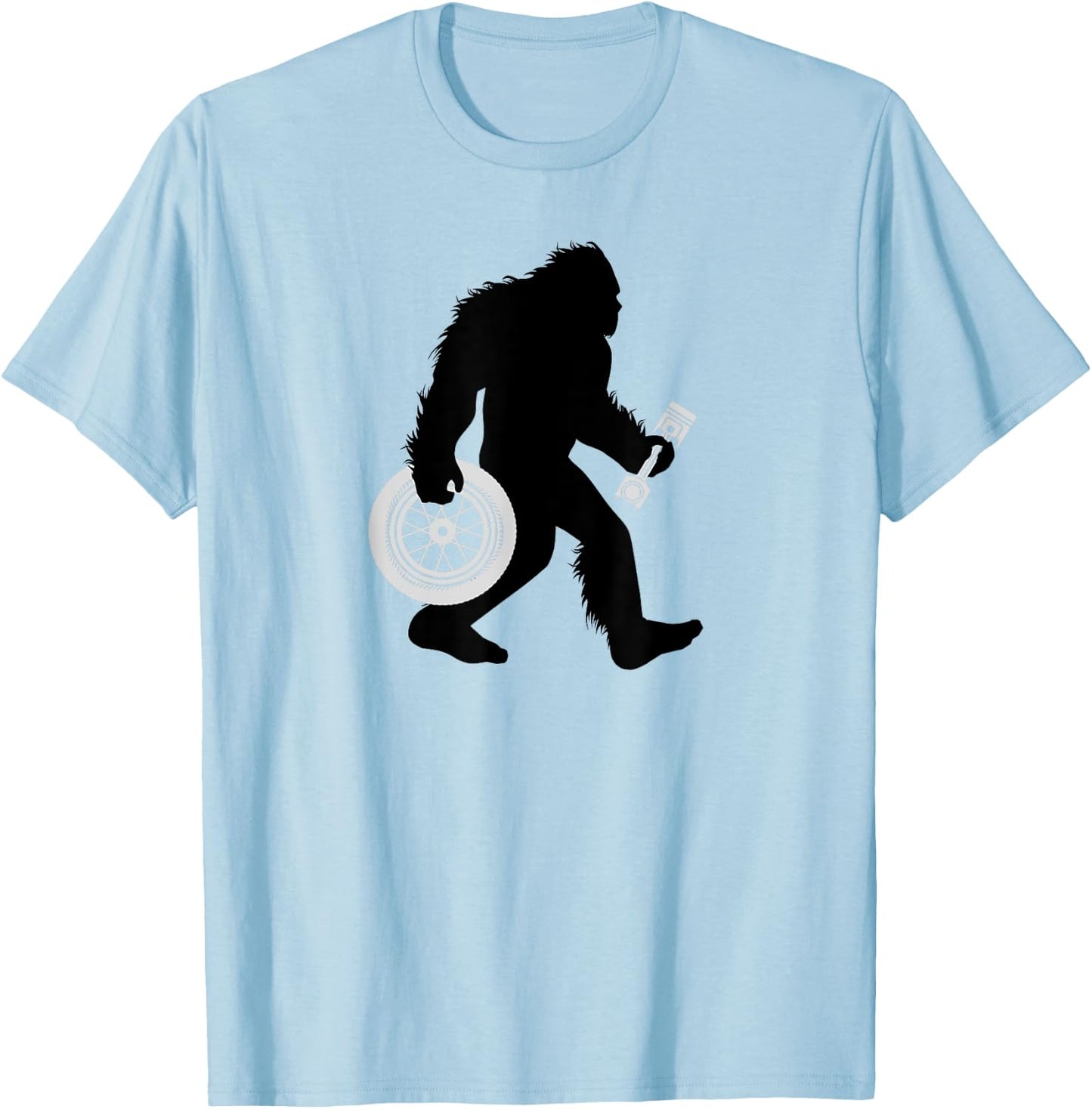 Bigfoot Mechanic Sasquatch Tire Technician T-Shirt - T-Shirt | Light Blue