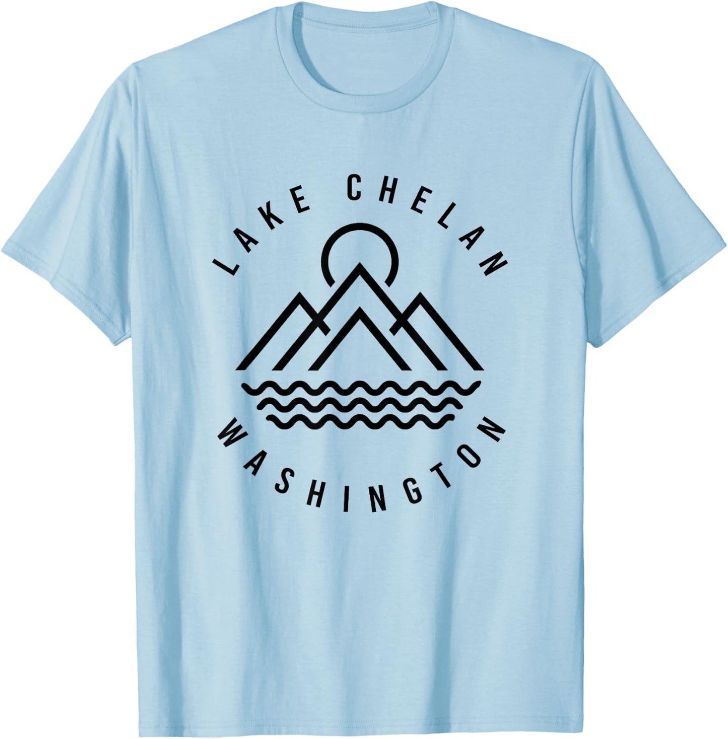 Lake Chelan Mountains Washington Hiking Outdoors Minimal T-Shirt - T-Shirt | Light Blue