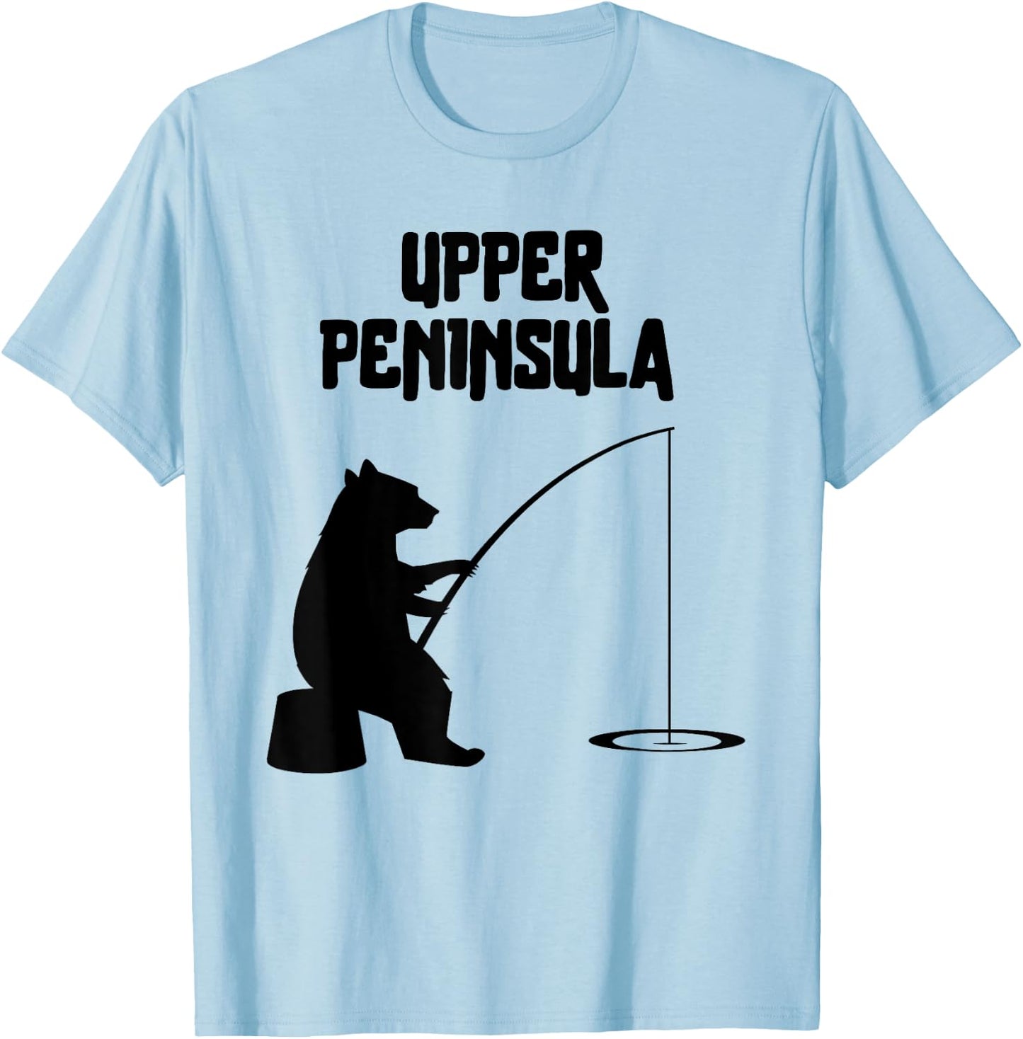 Upper Peninsula Bear Gift | MI Bear Fishing for fisherman T-Shirt - T-Shirt | Light Blue