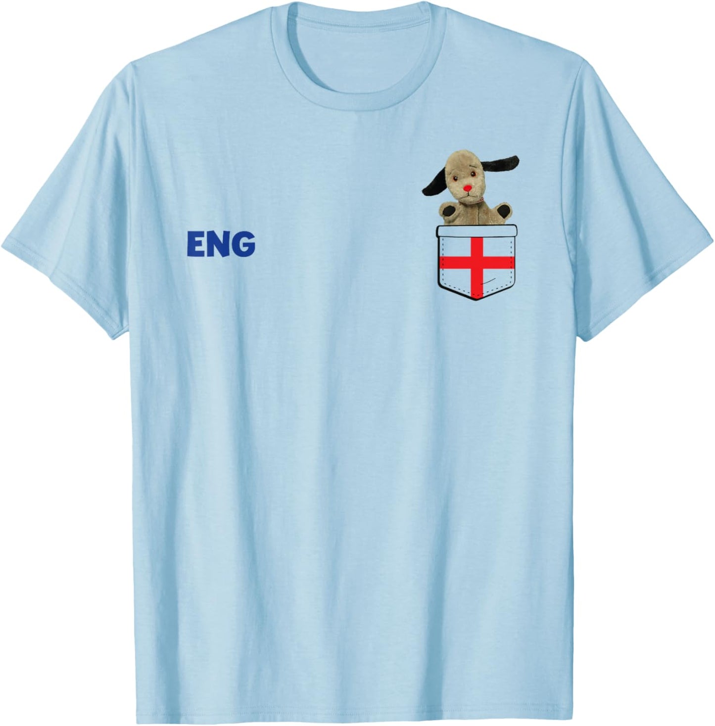 Euro Football Sweep England Chest Pocket Print T-Shirt - T-Shirt | Light Blue