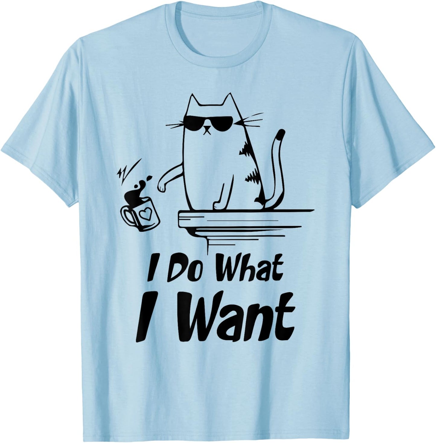 Do What I Want Black Cat Red Cup Funny Graphic Women Girls Kids T-Shirt - T-Shirt | Light Blue