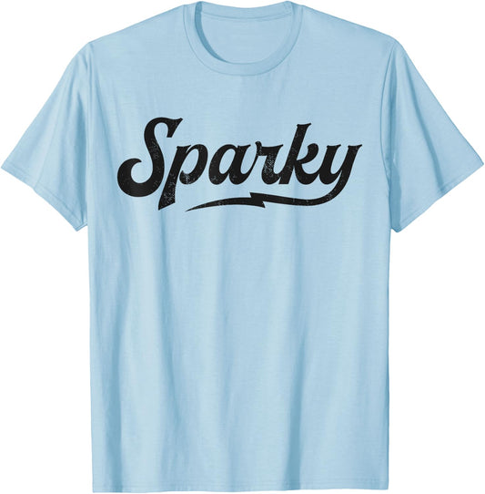 Sparky Electrician Funny Lineman Dad Retro Vintage Novelty T-Shirt - T-Shirt | Light Blue