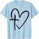 Stylish Cross In Heart Christian Heart Christian Cross T-Shirt - T-Shirt | Light Blue