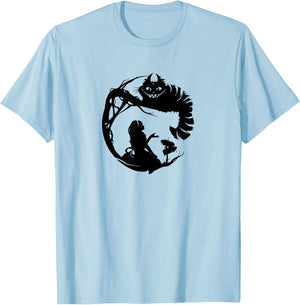 Alice in Wonderland and the Cheshire Cat silhouette T-Shirt - T-Shirt | Light Blue