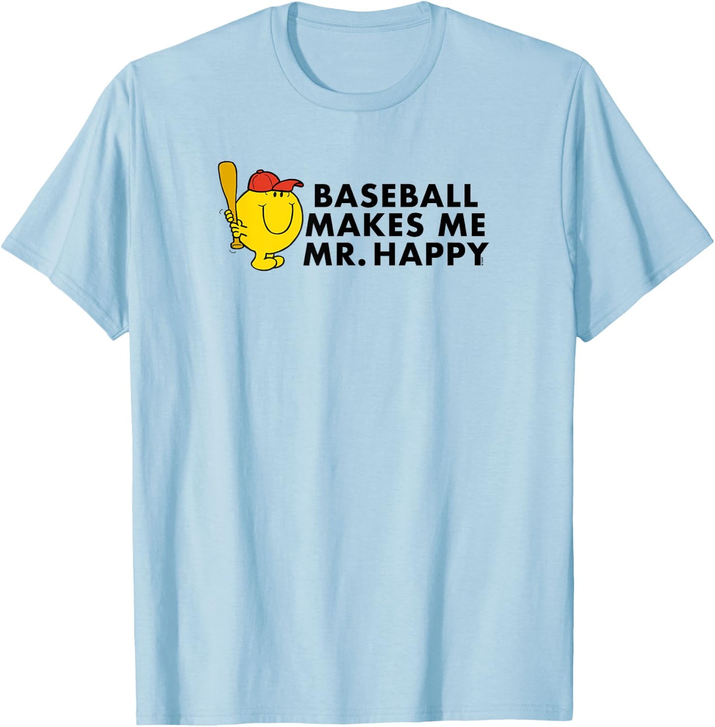Mr. Men Little Miss Baseball Makes Me Mr Happy T-Shirt - T-Shirt | Light Blue