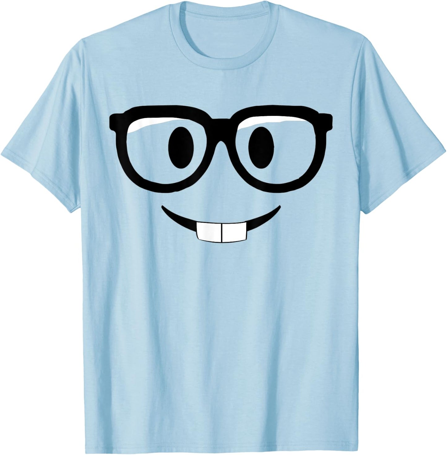 Nerd Emoticon With Glasses T-Shirt - T-Shirt | Light Blue
