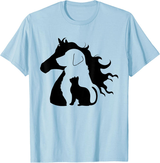 Cute Horse Dog Cat Lover Women Mom Dad Kids Toddler T-Shirt - T-Shirt | Light Blue
