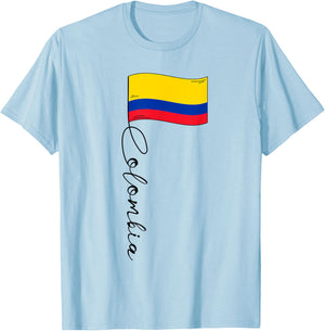 Colombia Signature Flag Pole - Patriotic Colombian Flag Kids Men T-Shirt - T-Shirt | Light Blue