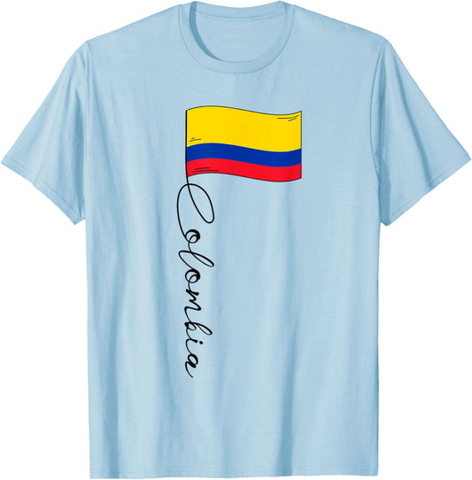 Colombia Signature Flag Pole - Patriotic Colombian Flag Kids Men T-Shirt - T-Shirt | Light Blue