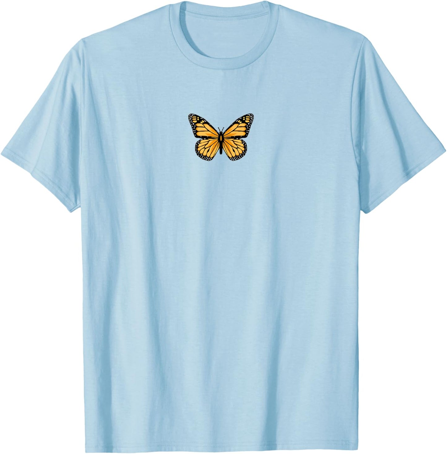 Classic Black and Orange Monarch Butterfly Icon T-Shirt - T-Shirt | Light Blue