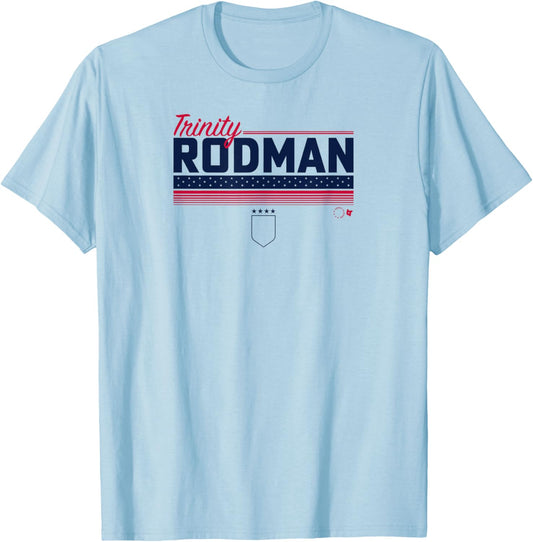Trinity Rodman Stripe USWNTPA - USA Soccer T-Shirt - T-Shirt | Light Blue