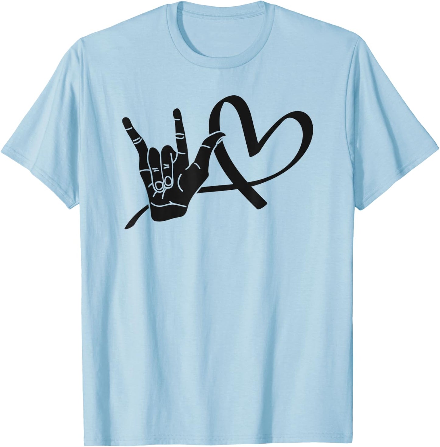 Deaf Awareness Shirts Sign Language Shirt Love ASL Teacher Men Women Kids T-Shirt - T-Shirt | Light Blue