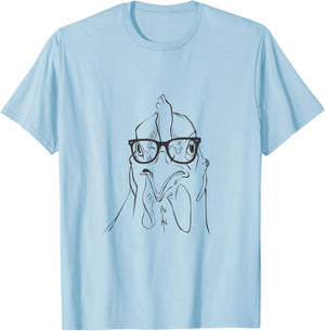 Vintage Hipster Chicken Spectacles Rooster Eye Glasses Gift T-Shirt - T-Shirt | Light Blue