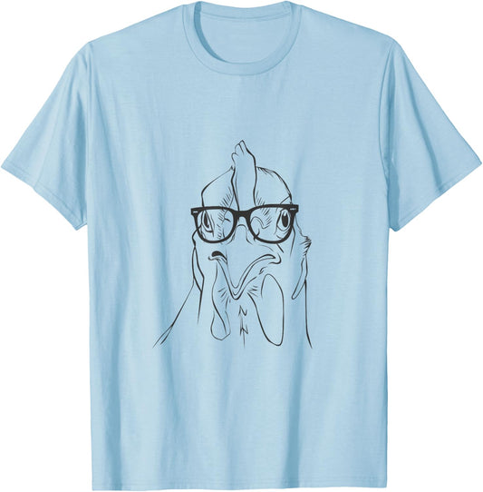 Vintage Hipster Chicken Spectacles Rooster Eye Glasses Gift T-Shirt - T-Shirt | Light Blue
