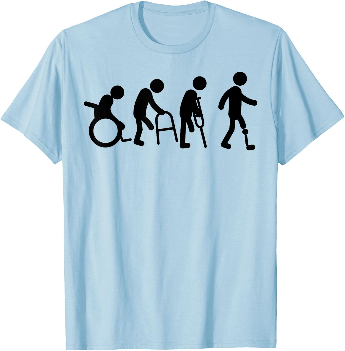 Funny Amputee Gift Prosthetic Evolution | Cute Disability T-Shirt - T-Shirt | Light Blue