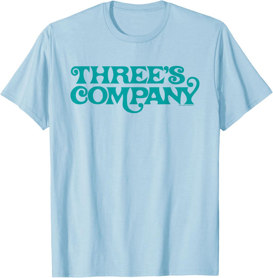 Three's Company Retro Sitcom Show Logo T-Shirt - T-Shirt | Light Blue