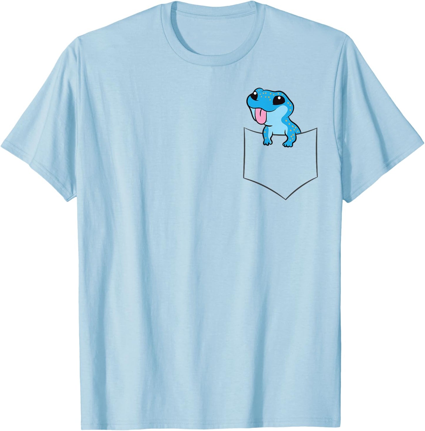 Cute Blue Gecko In A Pocket Lizard Reptile Pocket Blue Gecko T-Shirt - T-Shirt | Light Blue