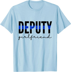 Deputy Girlfriend Thin Blue Line Police Officer Cop T-Shirt - T-Shirt | Light Blue