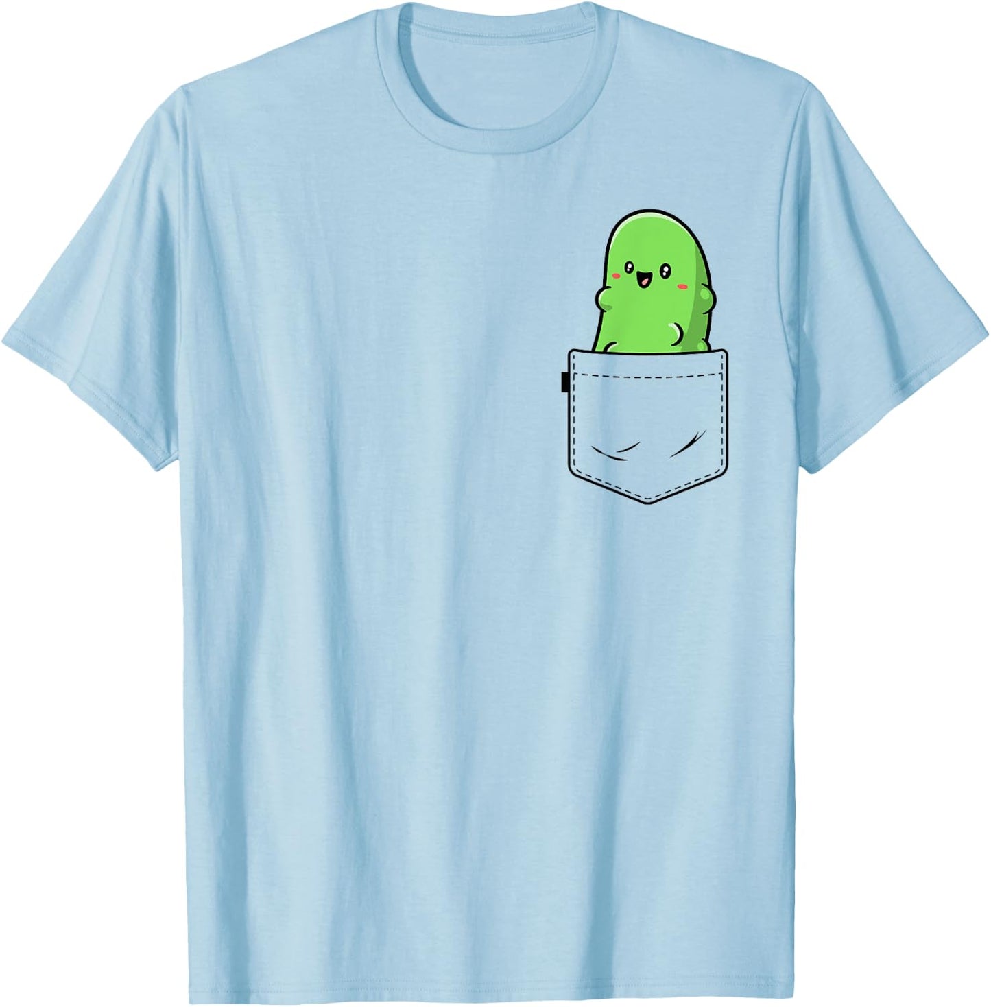 Pocket Pickle Funny Vegetable Cucumber Vegan T-Shirt - T-Shirt | Light Blue