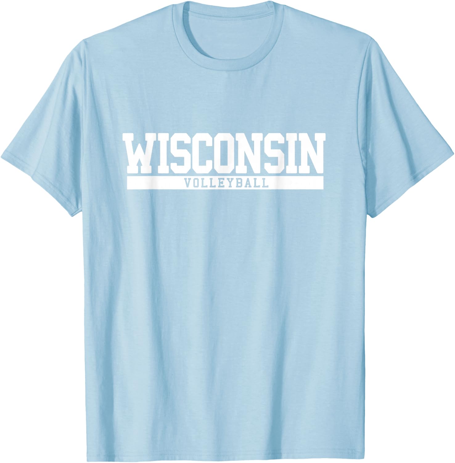 Wisconsin Volleyball -Adults Red Small Classic Fit Short Sleeve Modern Classic Fit Volleyball T-Shirt - T-Shirt | Light Blue