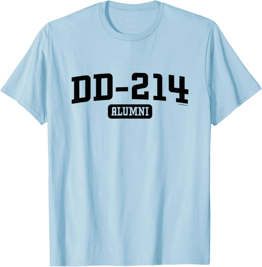 GS Military Designs DD 214 Alumni - Grey, , 3X-Large, Short Sleeve, Classic Fit, Veteran T-Shirt - T-Shirt | Light Blue