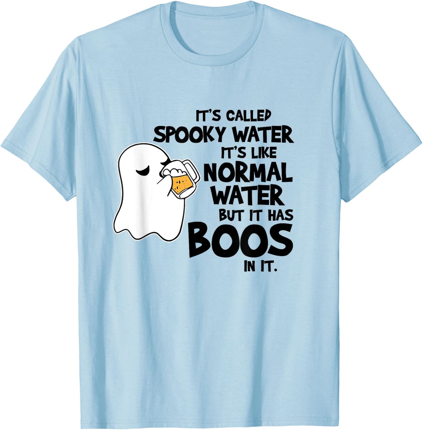 Funny Halloween Ghost Drinking Alcohol Beer Gag Joke T-Shirt - T-Shirt | Light Blue