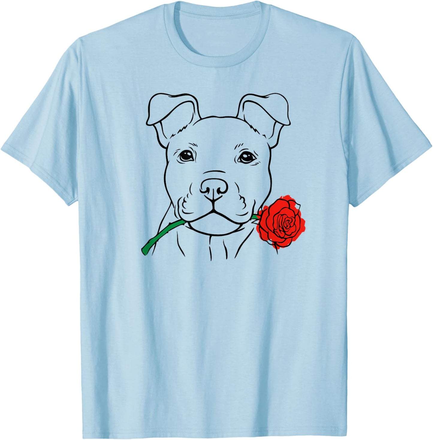 Cute Puppy Love with Rose - Dog Lover Christmas & Valentines T-Shirt - T-Shirt | Light Blue