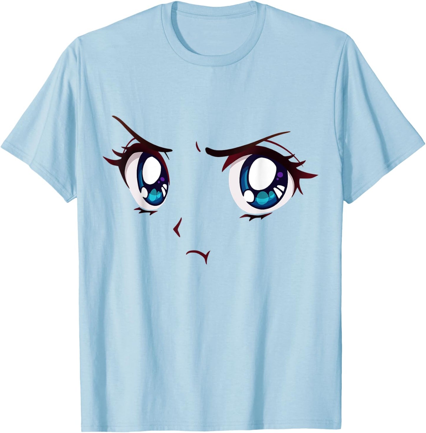 Angry Anime Eyes Shirt Face Mood Aesthetic Anime Merch T-Shirt - T-Shirt | Light Blue