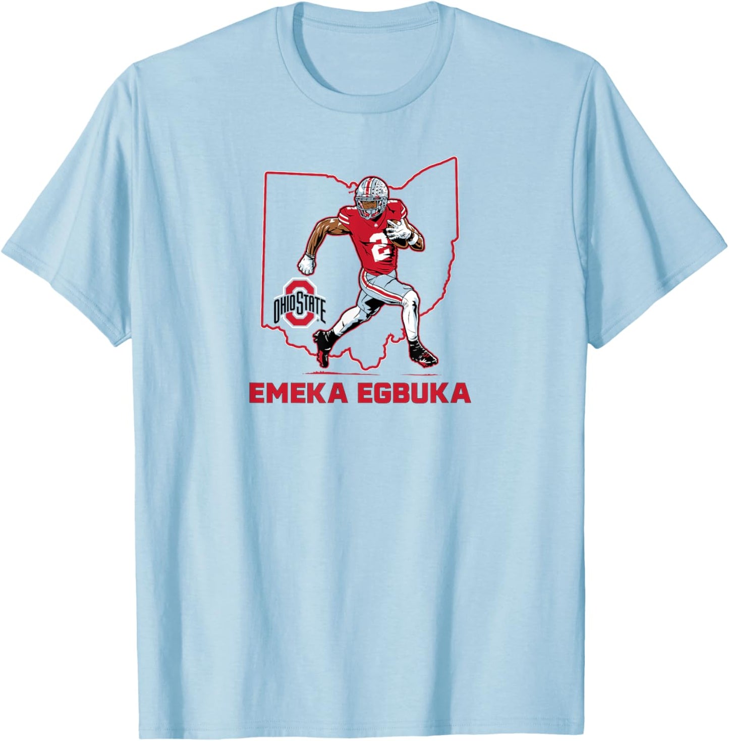 Ohio State Football: Emeka Egbuka State Star T-Shirt - T-Shirt | Light Blue