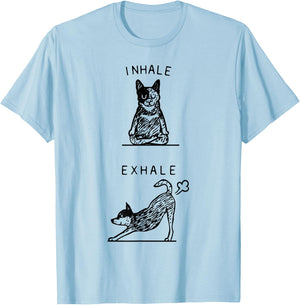 Inhale Exhale Australian Cattle Dog T-Shirt - T-Shirt | Light Blue