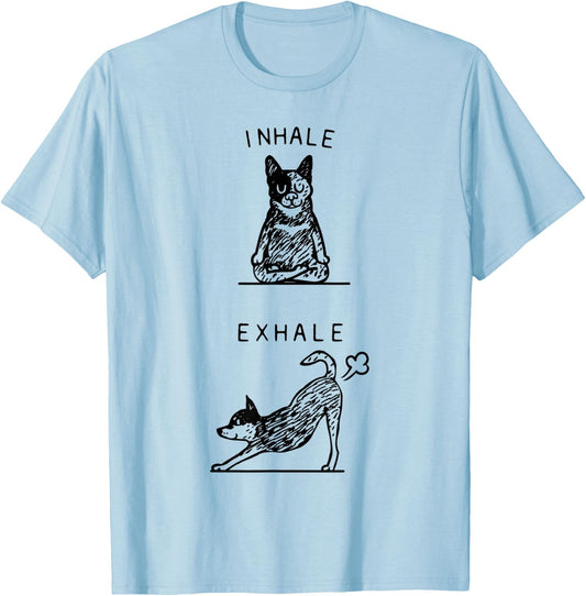 Inhale Exhale Australian Cattle Dog T-Shirt - T-Shirt | Light Blue