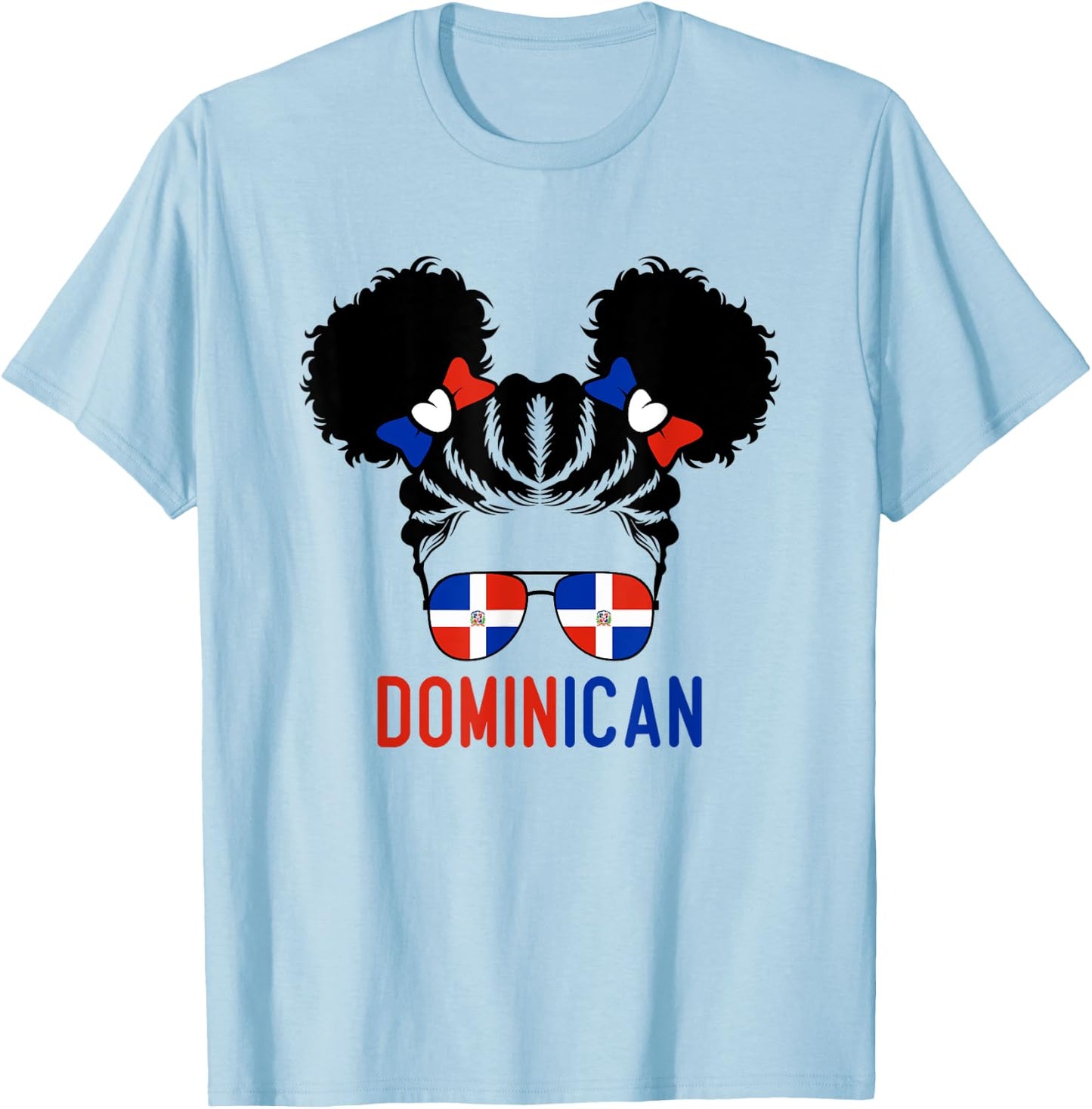 Afro Dominican Girl Baby Kids Youth Republic Dominicana Flag T-Shirt - T-Shirt | Light Blue