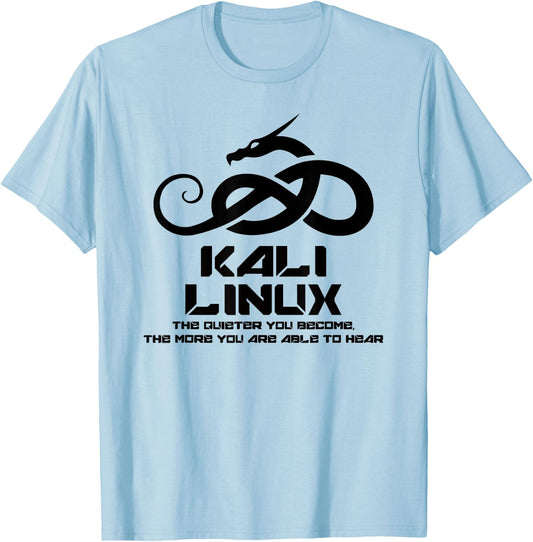 Kali Linux with Dragon and Slogan T-Shirt - T-Shirt | Light Blue