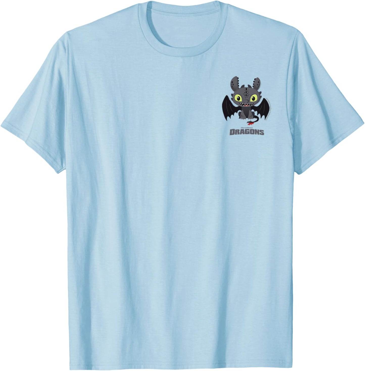 How to Train Your Dragon Toothless Chibi Pocket Logo T-Shirt - T-Shirt | Light Blue