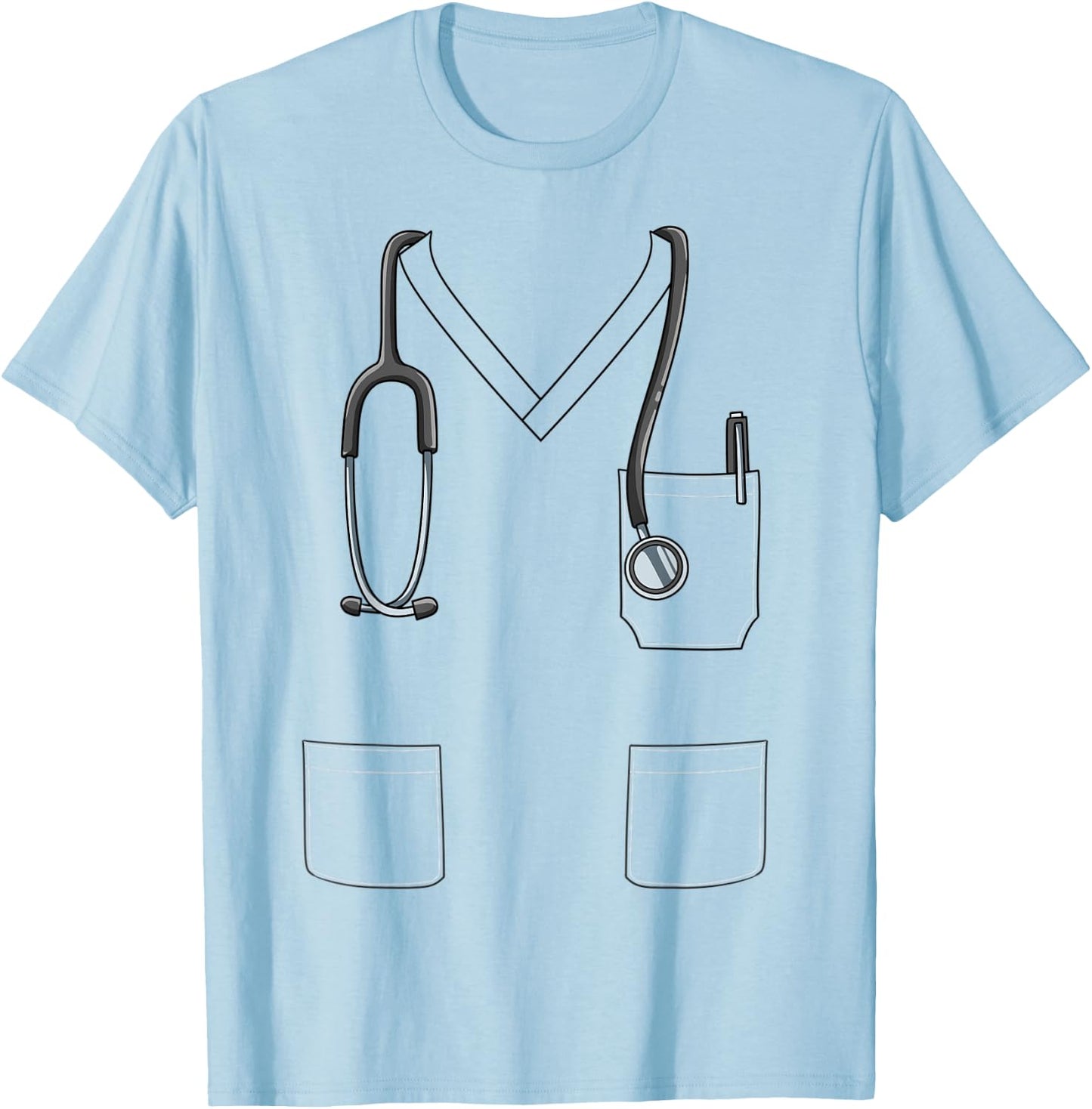 Easy Nurse Costume Nurse Body Headless Nurse Costume T-Shirt - T-Shirt | Light Blue