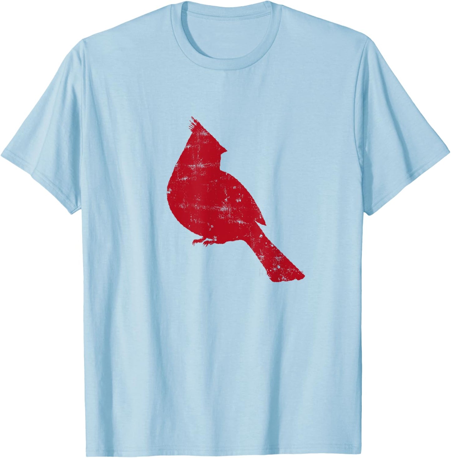 Bright Red Cardinal Bird Silhouette T-Shirt - T-Shirt | Light Blue